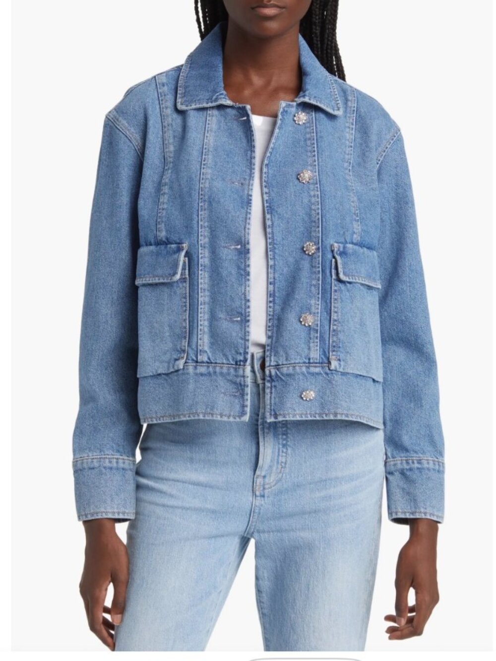 Rails Bianca Crystal Embellished Denim Jacket - XS Like New